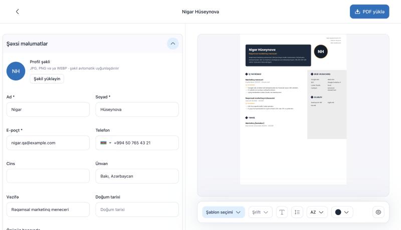 The HireMood CV builder